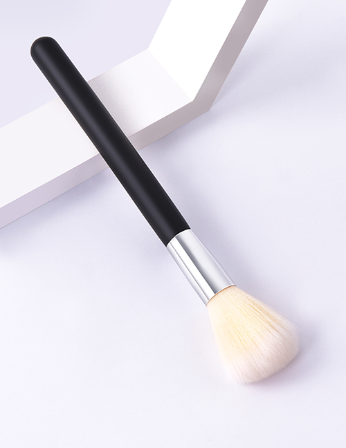 Fashion Single-black Silver-yellow White-loose Powder Color Makeup Brush With Wooden Handle And Aluminum Tube Nylon Hair