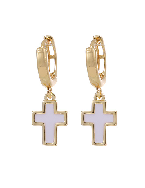Fashion Gold Color Copper Cross Earrings