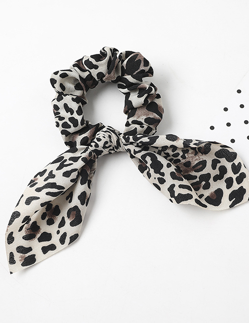Fashion Pure Leopard Rabbit Ears-light Coffee Snake Leopard Print Chiffon Dovetail Bow Hair Rope