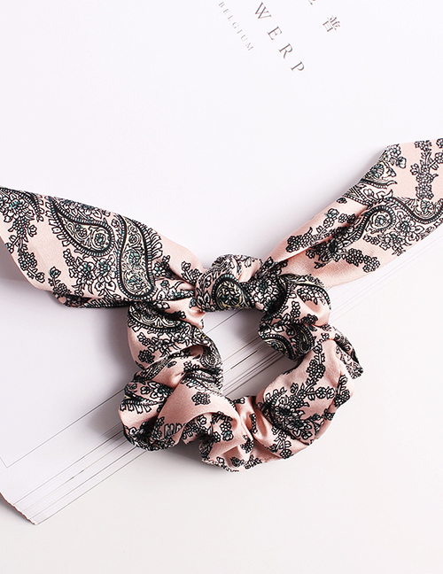 Fashion Small Cashew Rabbit Ears-pink Snake Leopard Print Chiffon Dovetail Bow Hair Rope
