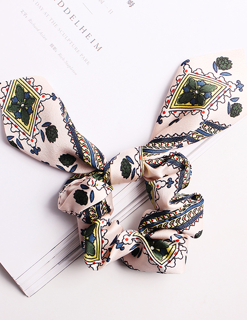 Fashion Diamond Flower Bunny Ears-pink Snake Leopard Print Chiffon Dovetail Bow Hair Rope
