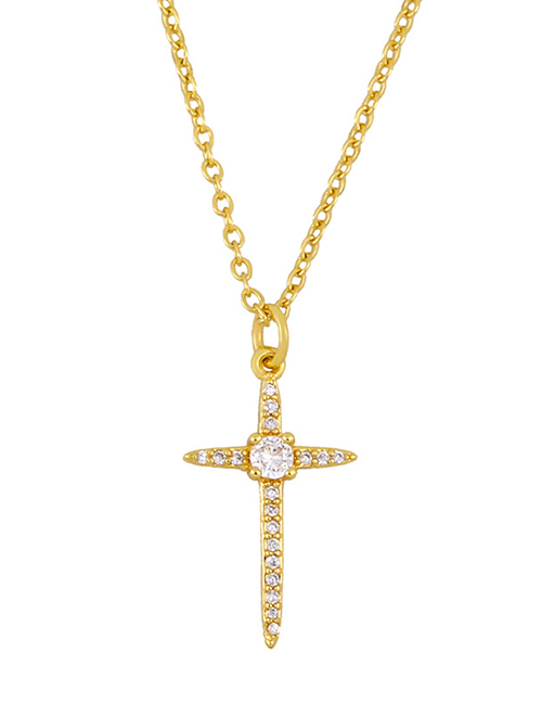 Fashion Cross Alloy Gold-plated Copper Necklace With Cross