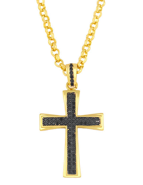 Fashion Black Cross Micro-set Zircon Necklace
