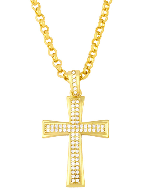 Fashion White Cross Micro-set Zircon Necklace