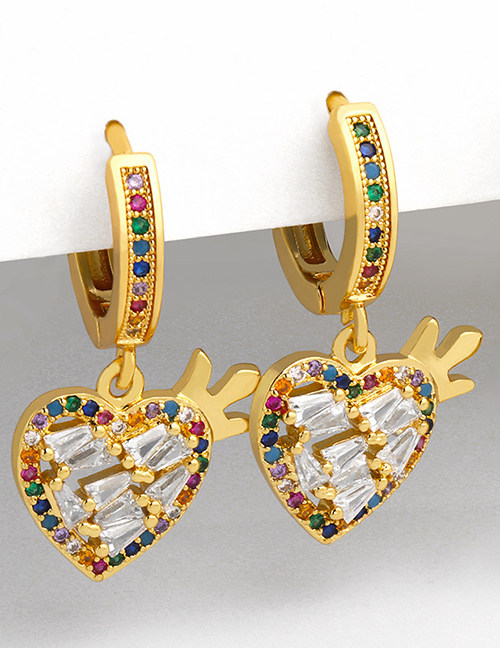 Fashion Heart-shaped Gold-plated Diamond Earrings