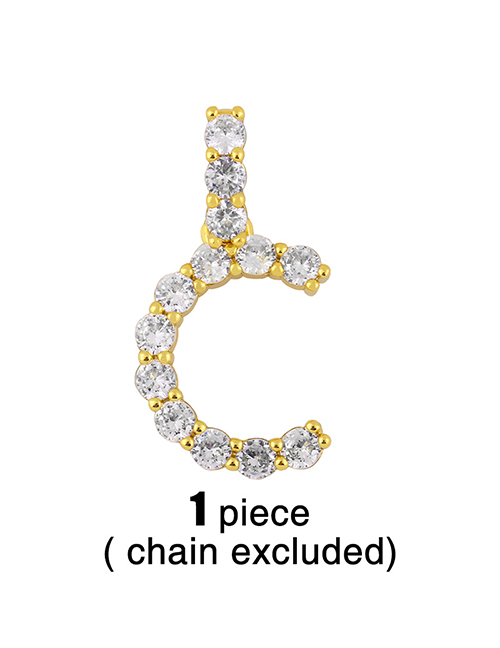 Fashion C (without Chain) Letters Diamonds And Gold-plated Pendant Accessory Necklace