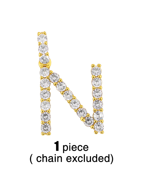 Fashion N (without Chain) Letters Diamonds And Gold-plated Pendant Accessory Necklace