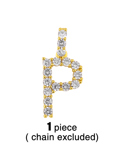 Fashion P (without Chain) Letters Diamonds And Gold-plated Pendant Accessory Necklace