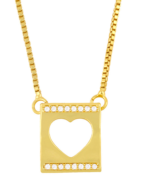 Fashion Love Love Square Cross Geometry Pendant Diamond Necklace