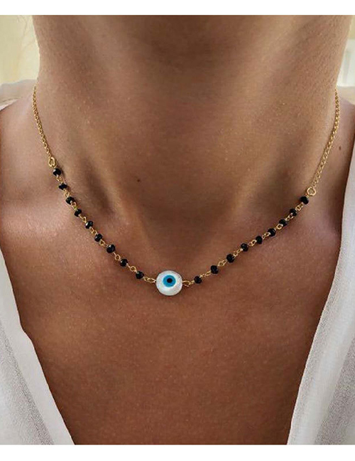 Fashion Black Eye Pendant Alloy Single Layer Necklace