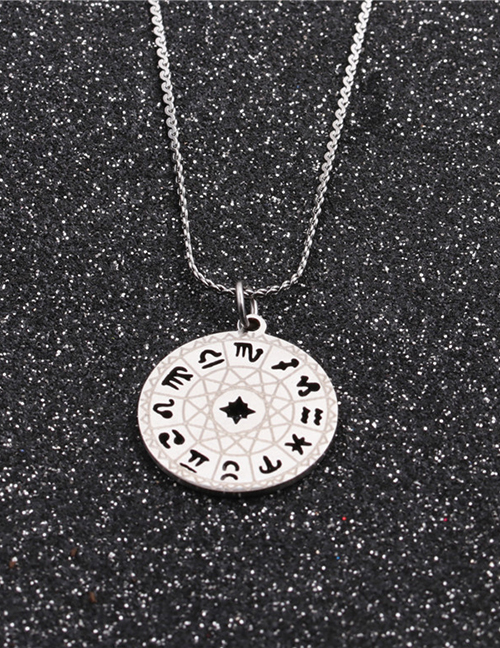 Fashion Twelve Constellations Just Color 1 Stainless Steel Chain Constellation Hollow Round Necklace