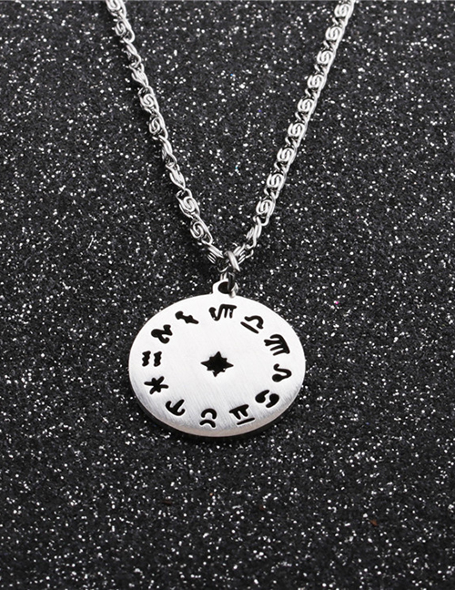 Fashion Twelve Constellation Gang Color 4 Stainless Steel Chain Constellation Hollow Round Necklace