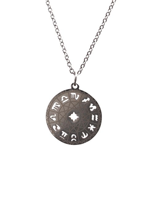Fashion Twelve Constellations Just Color 6 Stainless Steel Chain Constellation Hollow Round Necklace