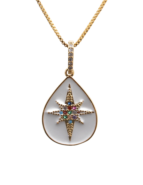 Fashion Drop Box Chain Necklace Six-pointed Star Oil Drop Diamond Love Pendant Necklace