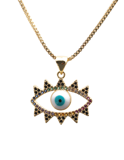 Fashion Demon Eye 1 Box Chain Zodiac Micro Inlaid Zircon Eye Hollow Pendant Necklace