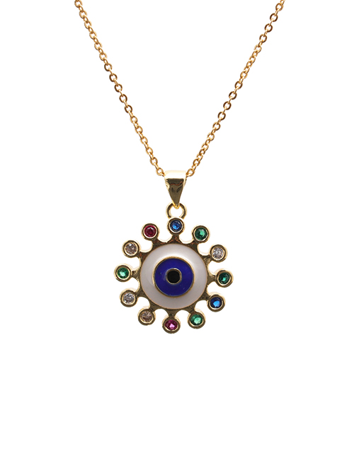 Fashion Devils Eye 3o Child Chain Gold Color Zodiac Micro Inlaid Zircon Eye Hollow Pendant Necklace