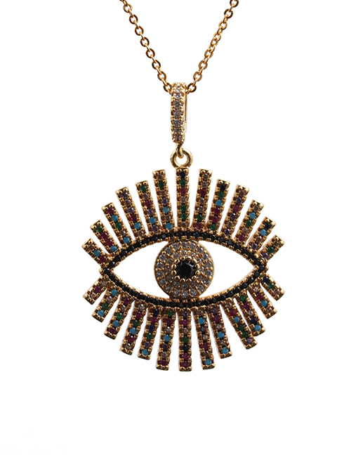 Fashion Devils Eye 8o Sub-chain Gold Color Zodiac Micro Inlaid Zircon Eye Hollow Pendant Necklace