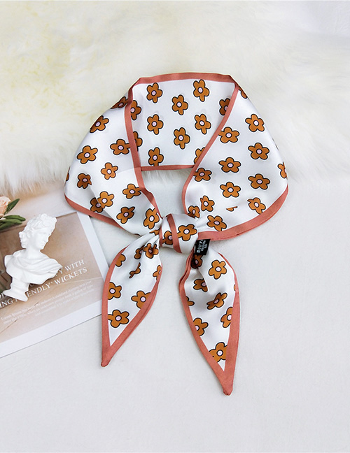 Fashion Five Petals Small Pollen Double-sided Sharp Corners Narrow Strip Printing Small Scarf
