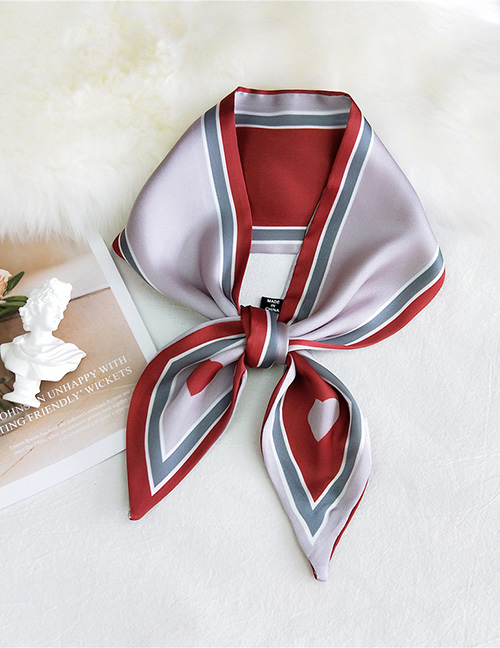 Fashion Single Love Wine Red Love Pointed Ribbon Printed Narrow Long Multifunctional Scarf