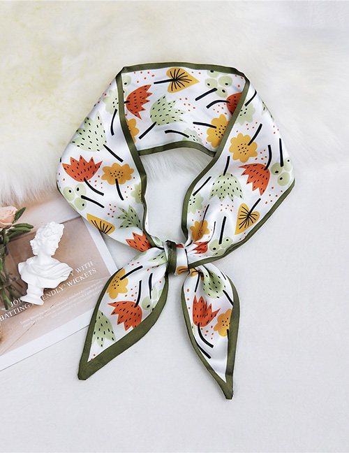 Fashion Autumn Leaves Green Love Pointed Ribbon Printed Narrow Long Multifunctional Scarf