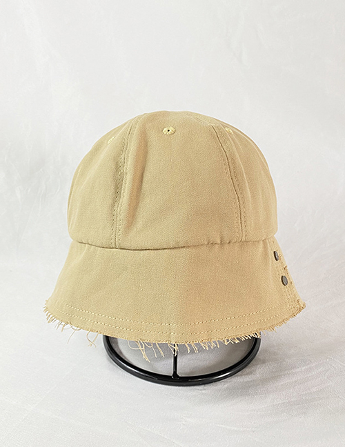 Fashion Turmeric Solid Color Stitching Fisherman Hat With Buttons And Raw Edges