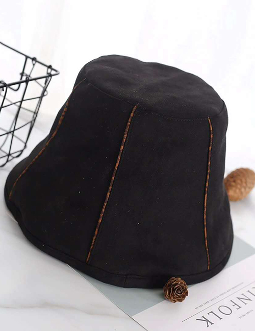 Fashion Black Stitched Solid Color Fisherman Hat