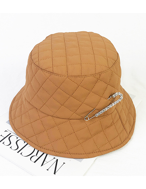 Fashion Camel Down Lightweight Fabric Checked Paperclip Fisherman Hat