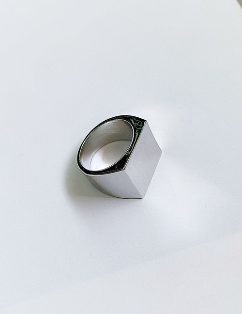 Fashion Silver Color Wide Glossy Geometric Square Ring