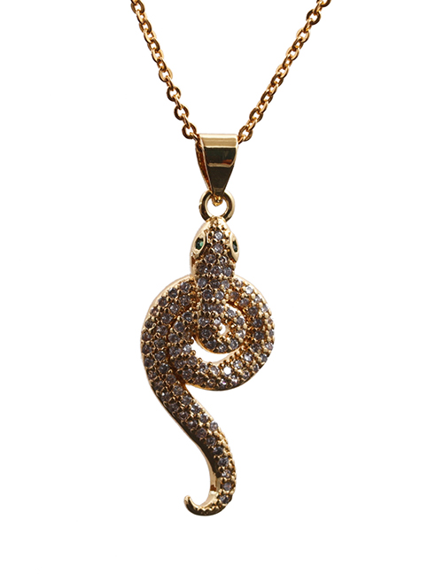 Fashion Snake 7o Sub Chain Necklace Micro-set Zircon Curved Snake-shaped Pendant Necklace