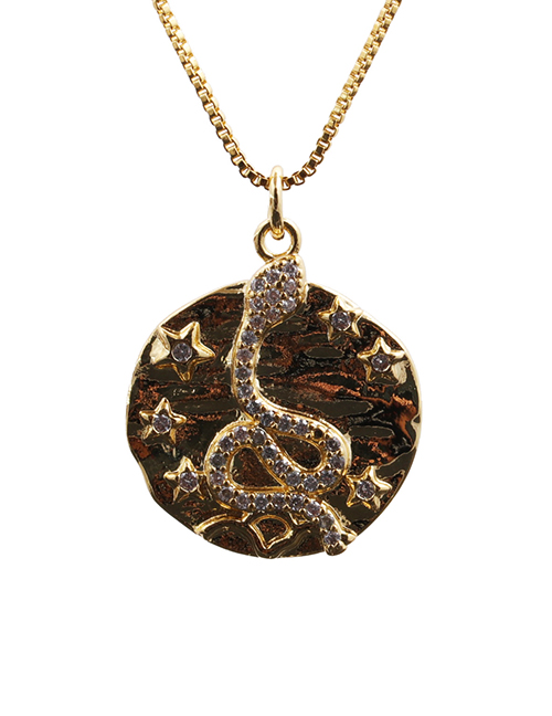 Fashion Snake 8 Box Chain Gold Color Micro-set Zircon Curved Snake-shaped Pendant Necklace