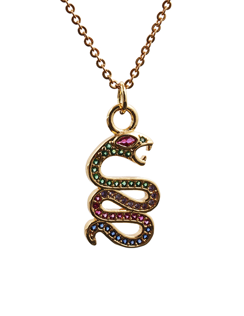 Fashion Snake 11o Sub Chain Necklace Micro-set Zircon Curved Snake-shaped Pendant Necklace