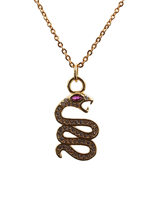 Fashion Snake 12o Sub Chain Necklace Micro-inlaid Zircon Curved Serpentine Pendant Necklace