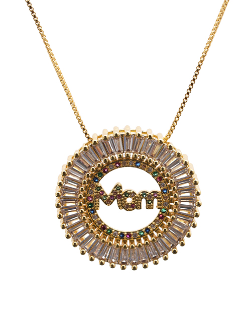Fashion Round 3 Box Chain Gold Color Micro-inlaid Zircon Love Letter Pendant Necklace