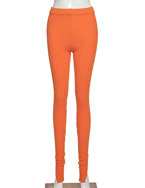 Fashion Orange Mid-waist Trousers Wrapped Hips Slim Fit Pants