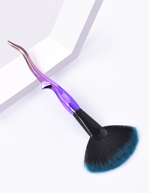 Fashion Single Black And Blue Plastic Handle Aluminum Tube Nylon Hair Crescent Brush