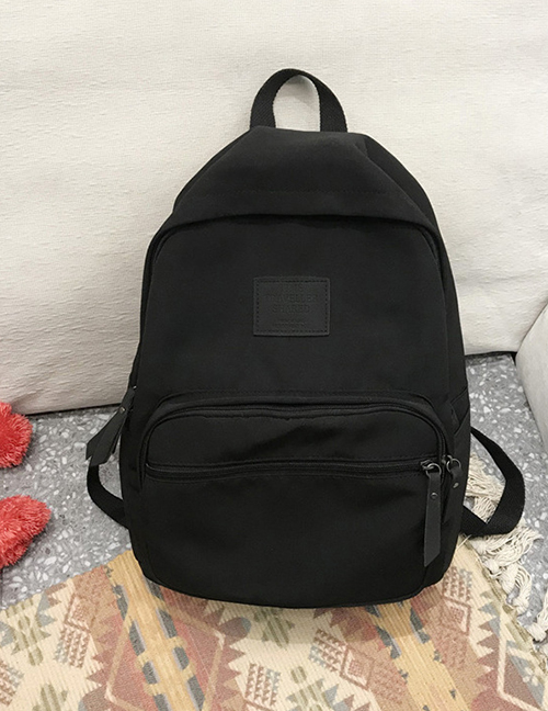 Fashion Black Nylon Cloth Letter Labeled Backpack