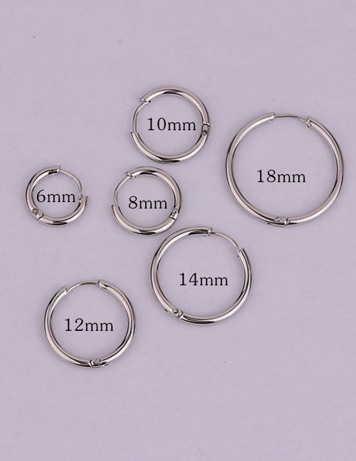 Fashion Steel Color 14mm Round Stainless Steel Smooth Earrings