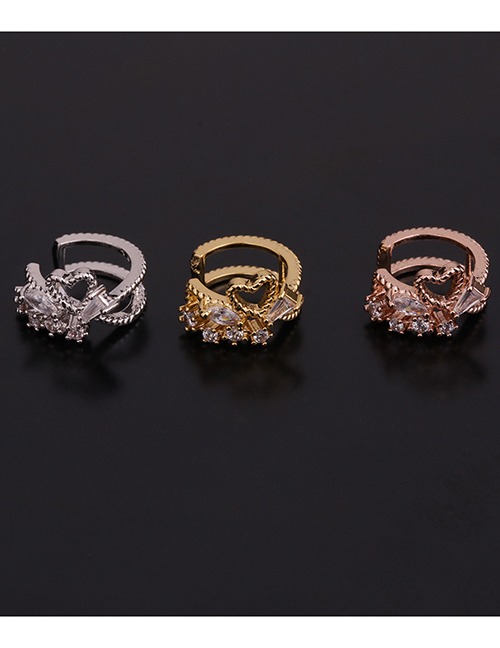 Fashion 3#gold Color U-shaped Geometric Inlaid Zircon Pierced Earrings