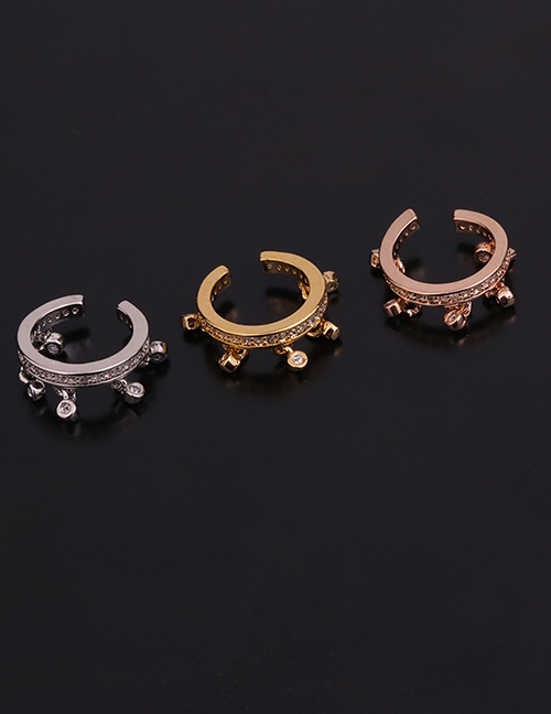 Fashion 4#gold Color U-shaped Geometric Inlaid Zircon Pierced Earrings