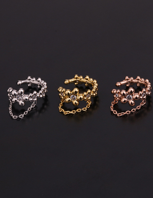 Fashion 5#rose Gold Color U-shaped Geometric Inlaid Zircon Pierced Earrings