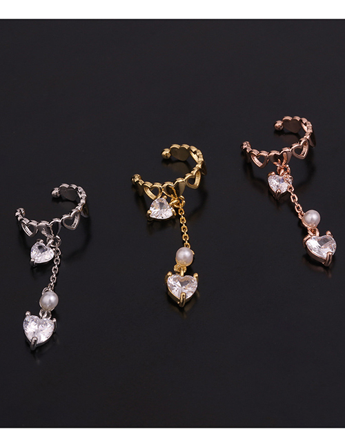 Fashion 6#rose Gold Color U-shaped Geometric Inlaid Zircon Pierced Earrings