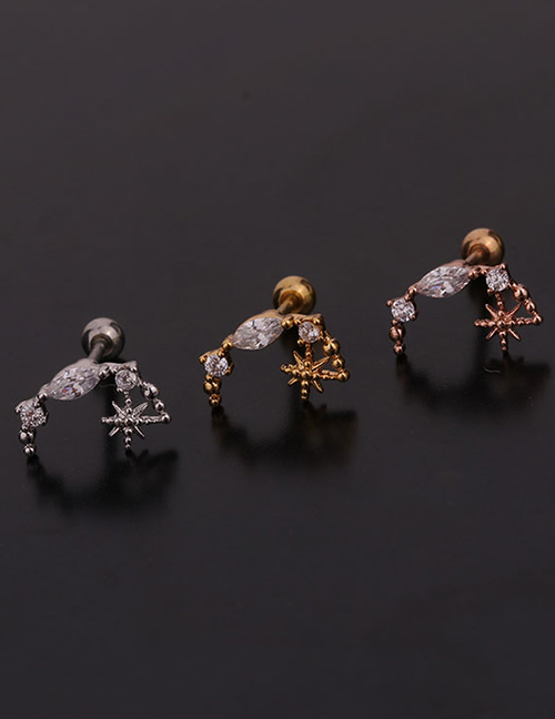 Fashion 5#silver Color Butterfly Inlaid Zircon Stainless Steel Geometric Earrings