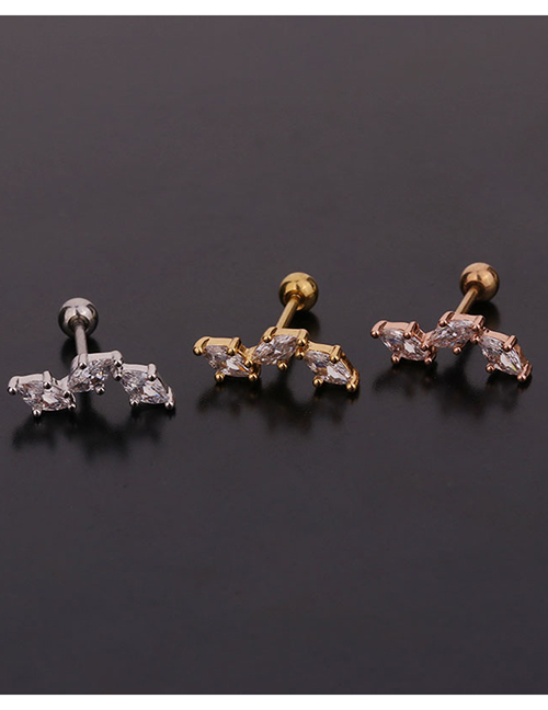 Fashion 7#silver Color Butterfly Inlaid Zircon Stainless Steel Geometric Earrings