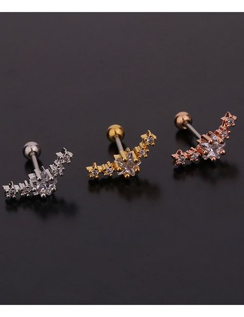 Fashion 6#gold Color Butterfly Inlaid Zircon Stainless Steel Geometric Earrings