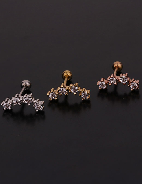 Fashion 8# Rose Gold Color Butterfly Inlaid Zircon Stainless Steel Geometric Earrings