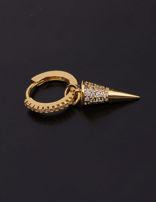 Fashion 4#gold Color Key Serpentine Geometric Inlaid Zircon Stainless Steel Earrings (1pcs)