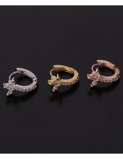 Fashion 6#silver Color Snake-shaped Micro-inlaid Zircon Stainless Steel Geometric Earrings