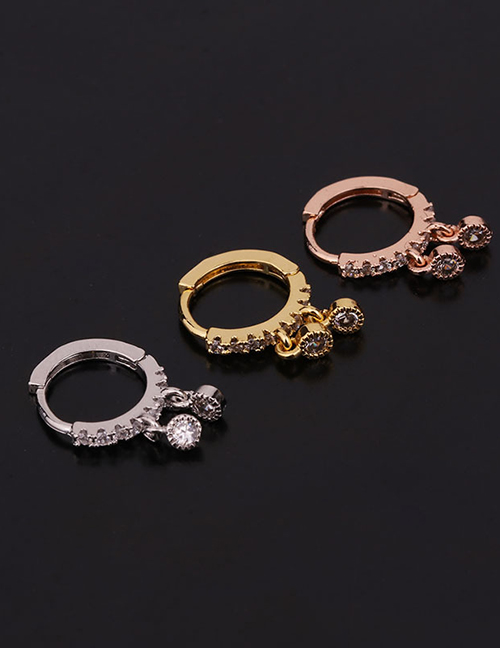 Fashion 3#gold Color Snake-shaped Micro-inlaid Zircon Stainless Steel Geometric Earrings