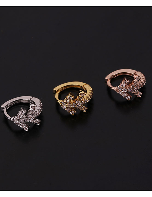 Fashion 7#gold Color Snake-shaped Micro-inlaid Zircon Stainless Steel Geometric Earrings