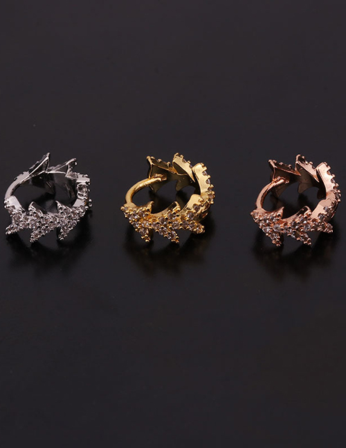 Fashion 8#gold Color Snake-shaped Micro-inlaid Zircon Stainless Steel Geometric Earrings